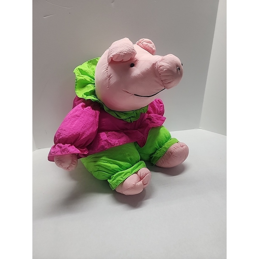 VINTAGE Plush Creations 1991 Nylon Parachute PIG 15"‎ Stuffed Animal 90s